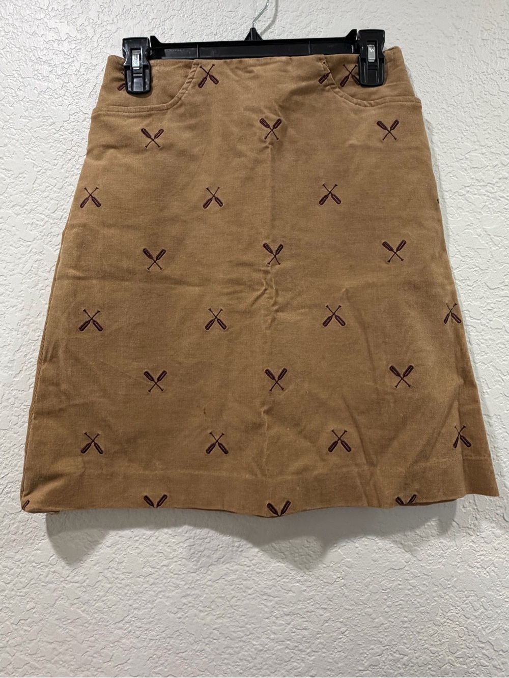 Lilly Pulitzer Vintage Corduroy Rowing Embroidered Print Pencil Skirt Size 2